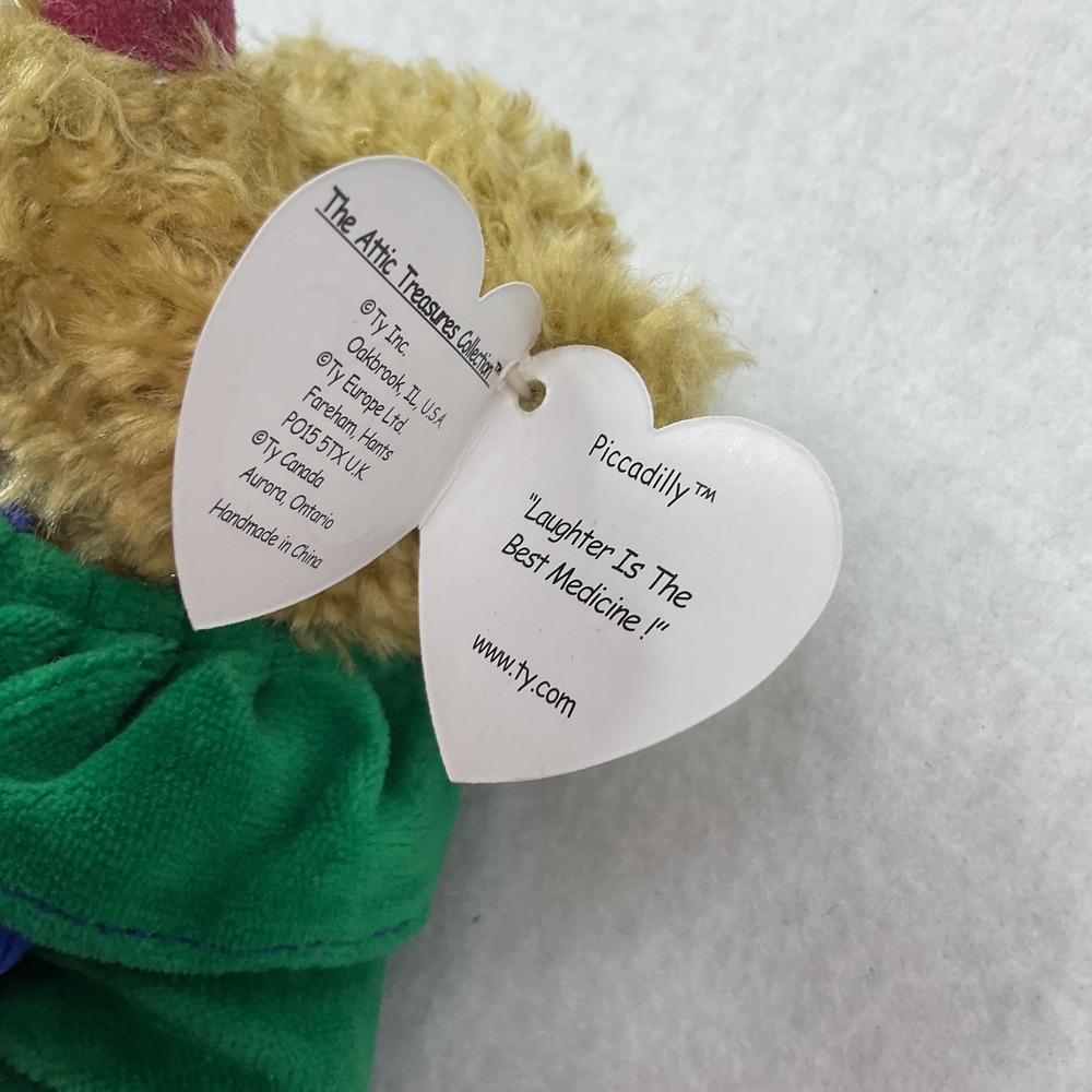 Ty Attic Treasures Piccadilly Bear 1993 Vintage Jointed Clown Plush 8 Inch - Picture 4 of 8